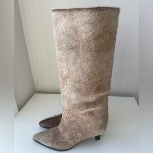 Zara Sheepskin leather Kitten Heeled Boots